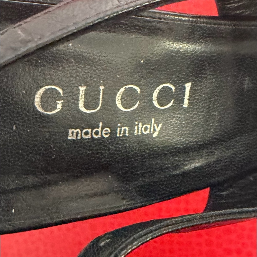 Gucci Women's Classic Black Leather Slingback Heels - Picture 8 of 8